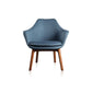 Manhattan Comfort Cronkite Blue & Walnut Twill Accent Chairs In A Set Of 2