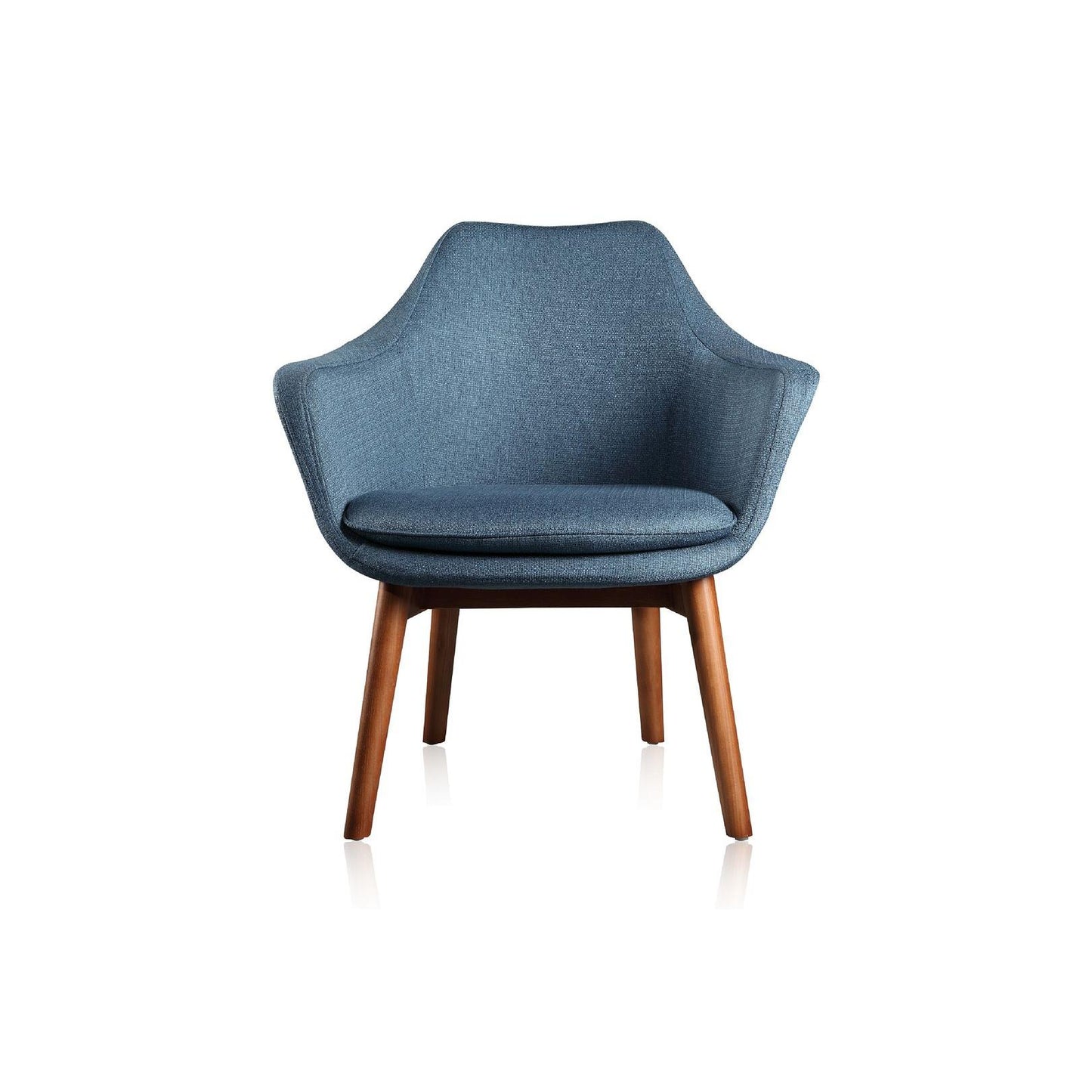 Manhattan Comfort Cronkite Blue & Walnut Twill Accent Chairs In A Set Of 2