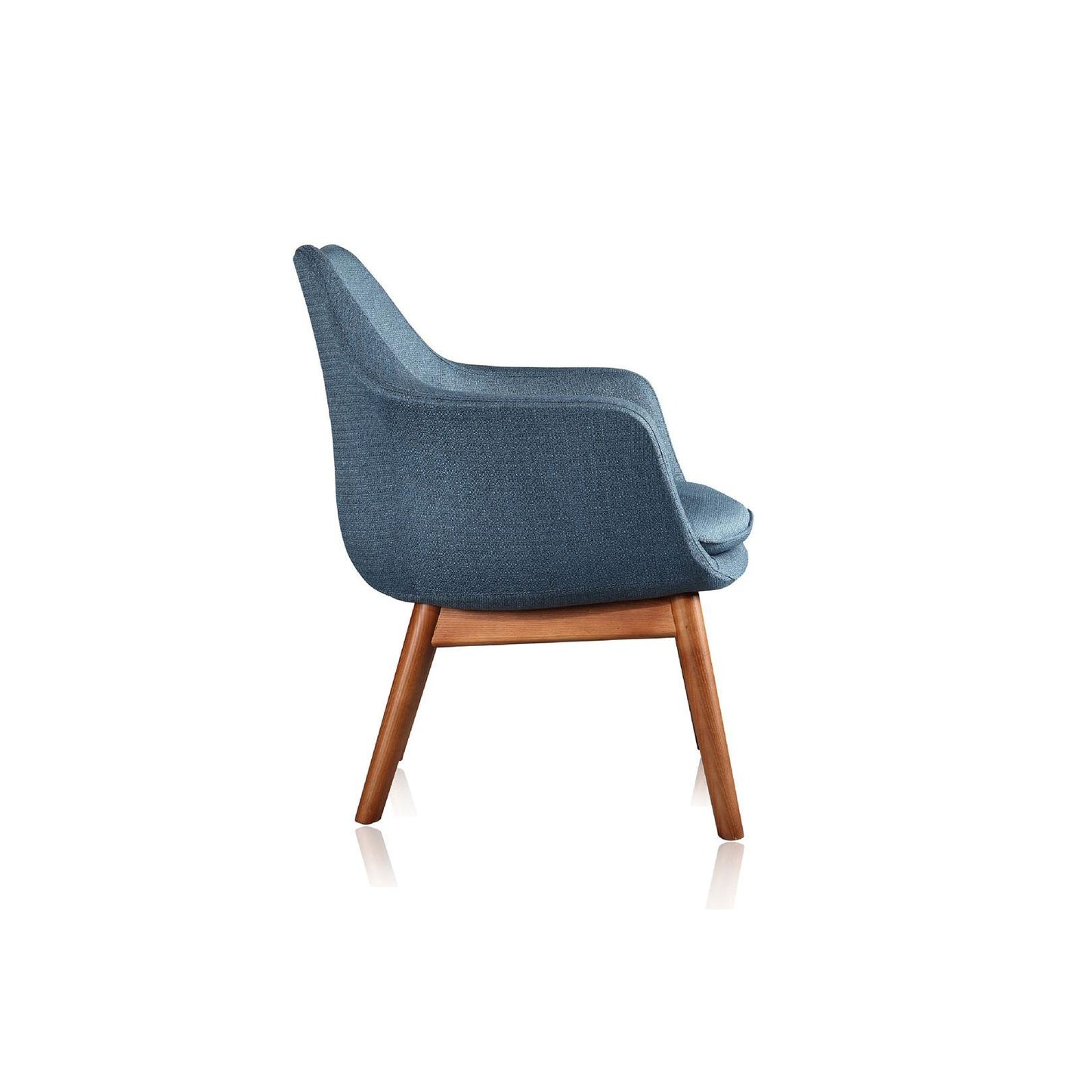 Manhattan Comfort Cronkite Blue & Walnut Twill Accent Chairs In A Set Of 2