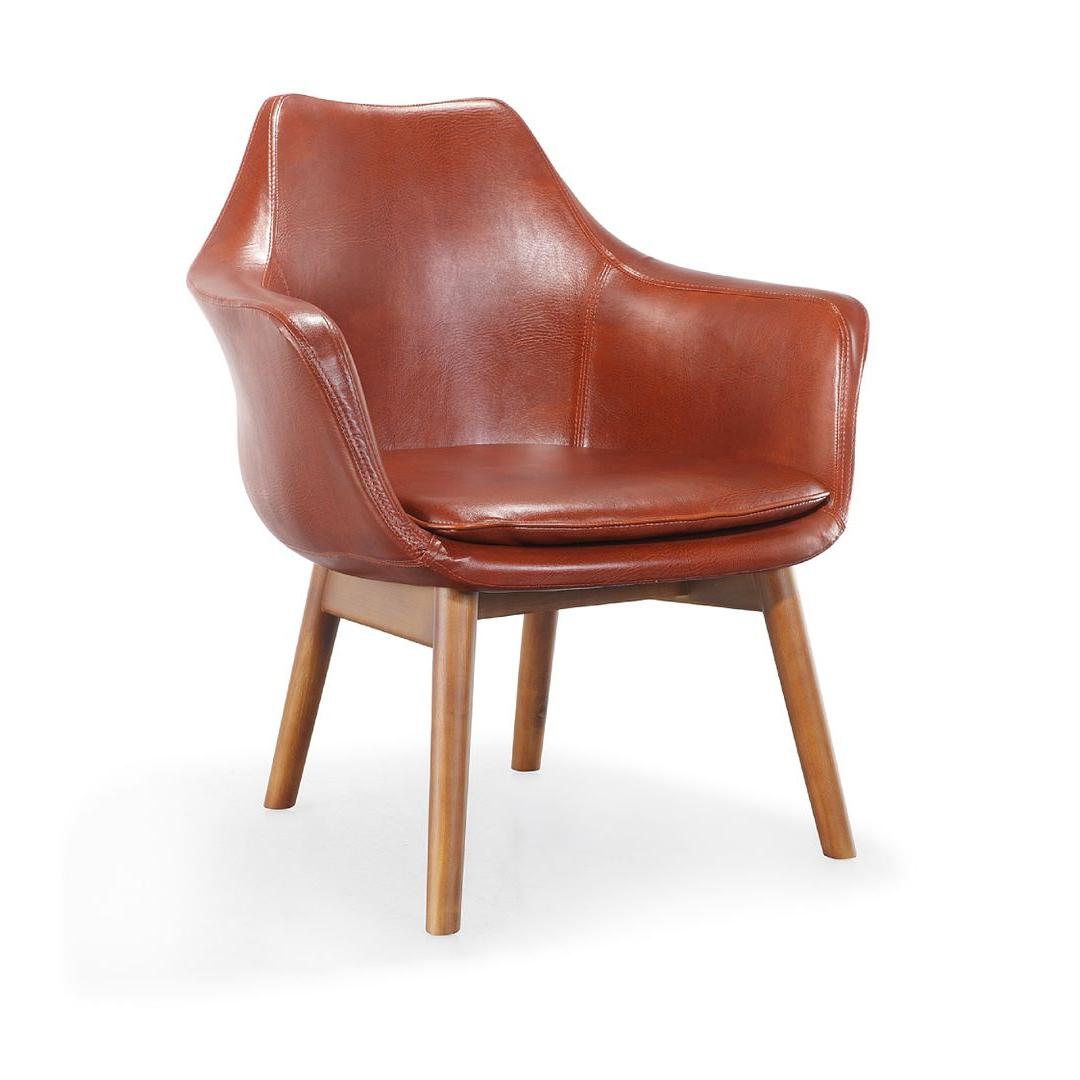 Manhattan Comfort Cronkite Brown & Walnut Faux Leather Accent Chair