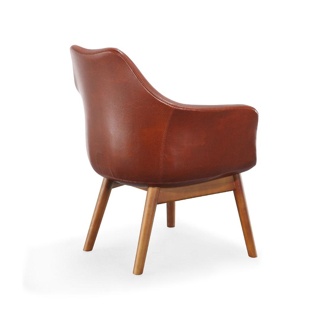Manhattan Comfort Cronkite Brown & Walnut Faux Leather Accent Chairs In A Set Of 2