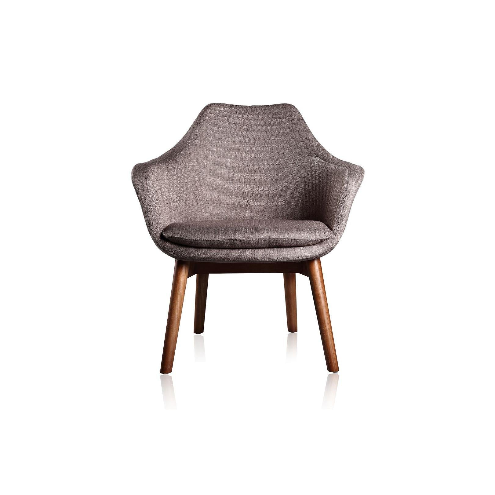 Manhattan Comfort Cronkite Gray & Walnut Twill Accent Chair