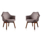 Manhattan Comfort Cronkite Gray & Walnut Twill Accent Chairs In A Set Of 2