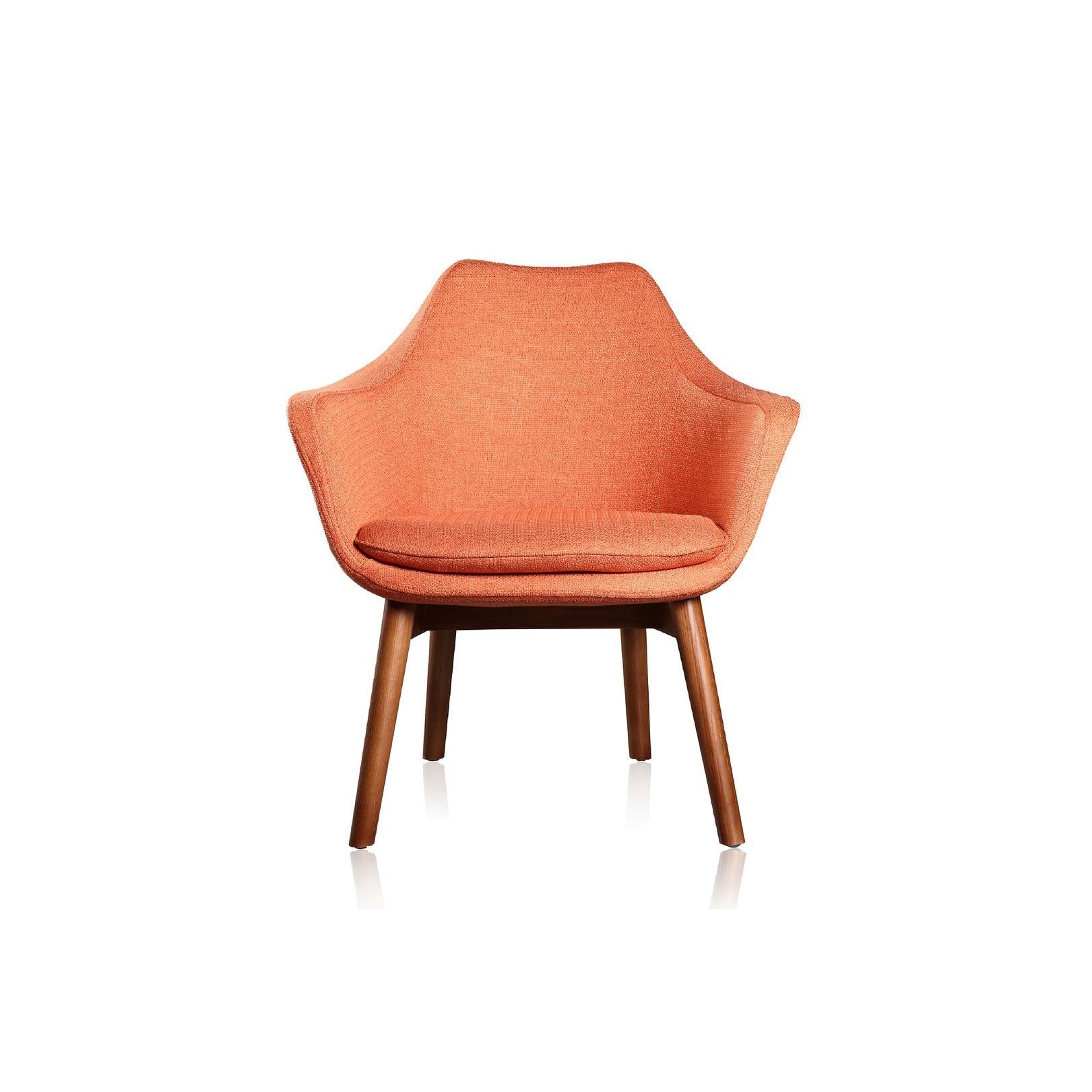 Manhattan Comfort Cronkite Orange & Walnut Twill Accent Chair