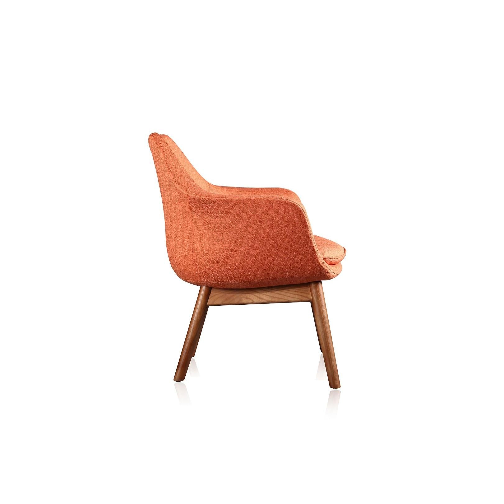 Manhattan Comfort Cronkite Orange & Walnut Twill Accent Chair