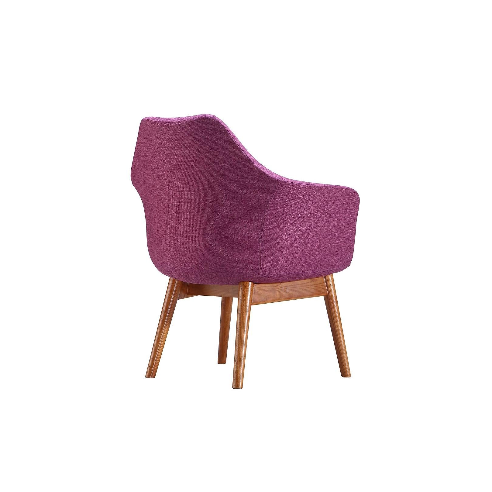 Manhattan Comfort Cronkite Plum & Walnut Twill Accent Chairs In A Set Of 2