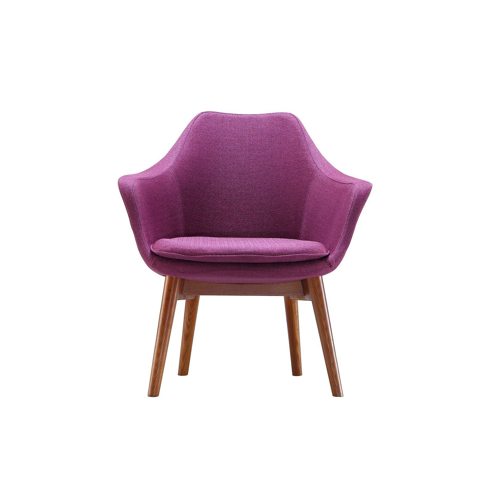 Manhattan Comfort Cronkite Plum & Walnut Twill Accent Chairs In A Set Of 2