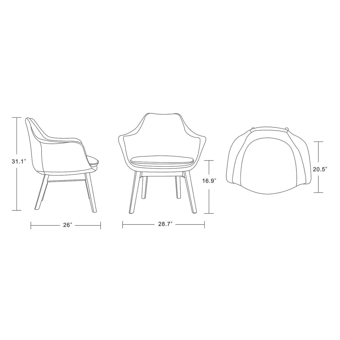 Manhattan Comfort Cronkite Plum & Walnut Twill Accent Chairs In A Set Of 2