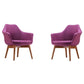 Manhattan Comfort Cronkite Plum & Walnut Twill Accent Chairs In A Set Of 2