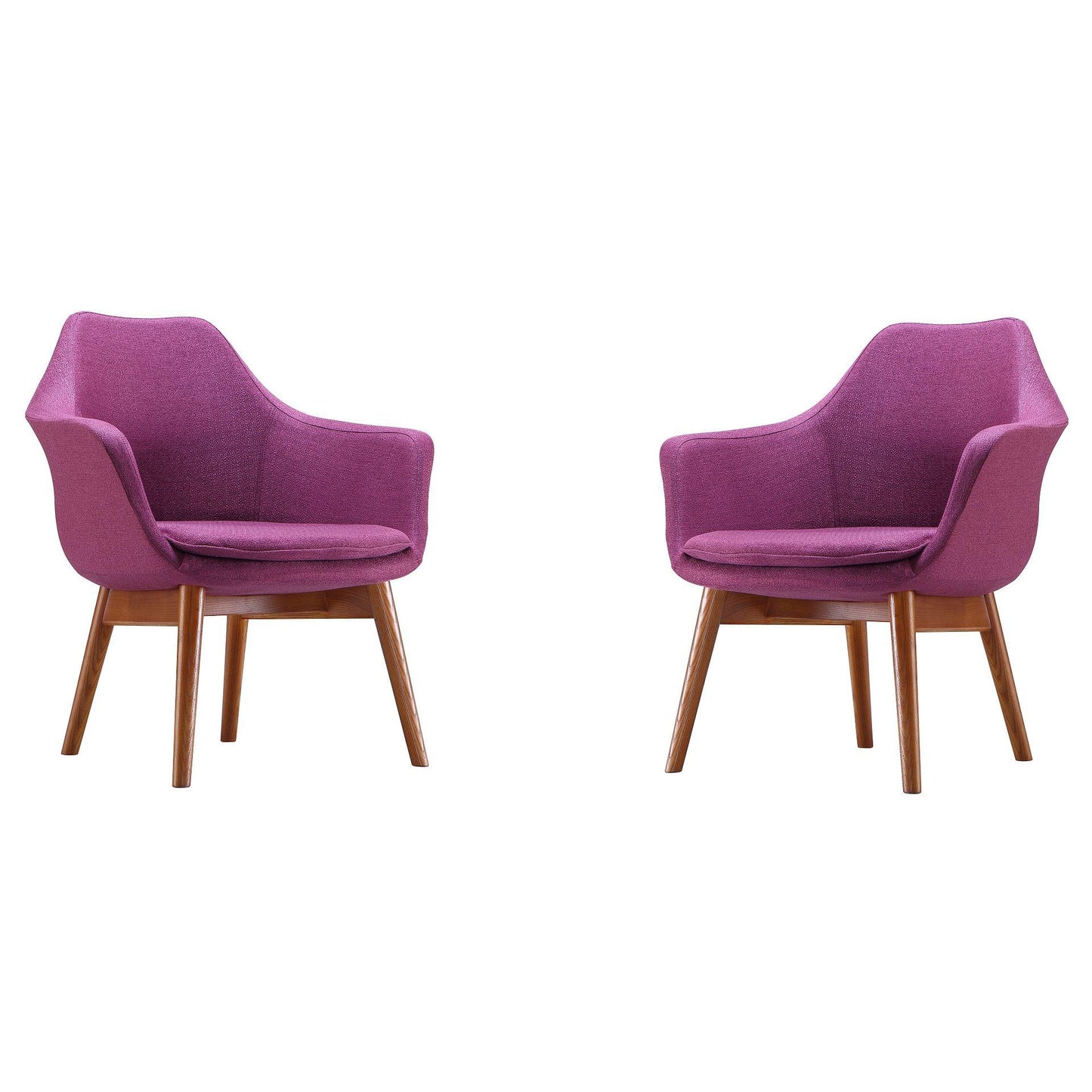 Manhattan Comfort Cronkite Plum & Walnut Twill Accent Chairs In A Set Of 2