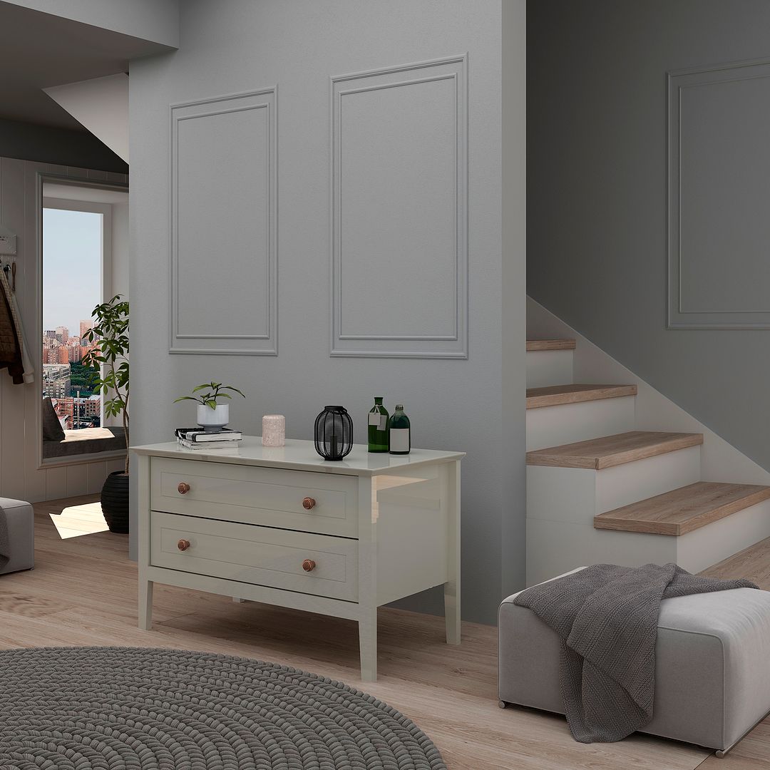 Manhattan Comfort Crown 31" Dresser In Glossy Off White With 2 Drawers