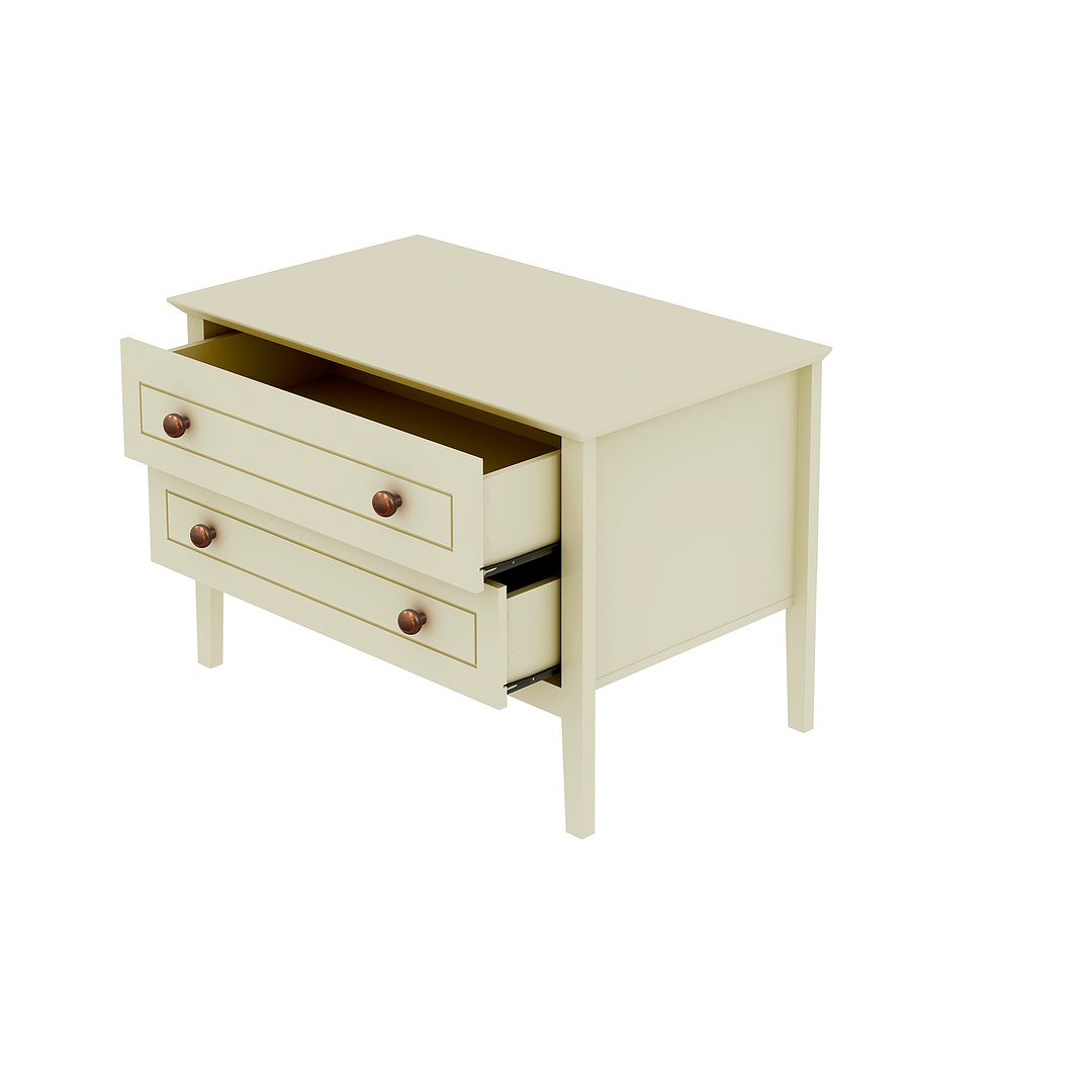 Manhattan Comfort Crown 31" Dresser In Glossy Off White With 2 Drawers