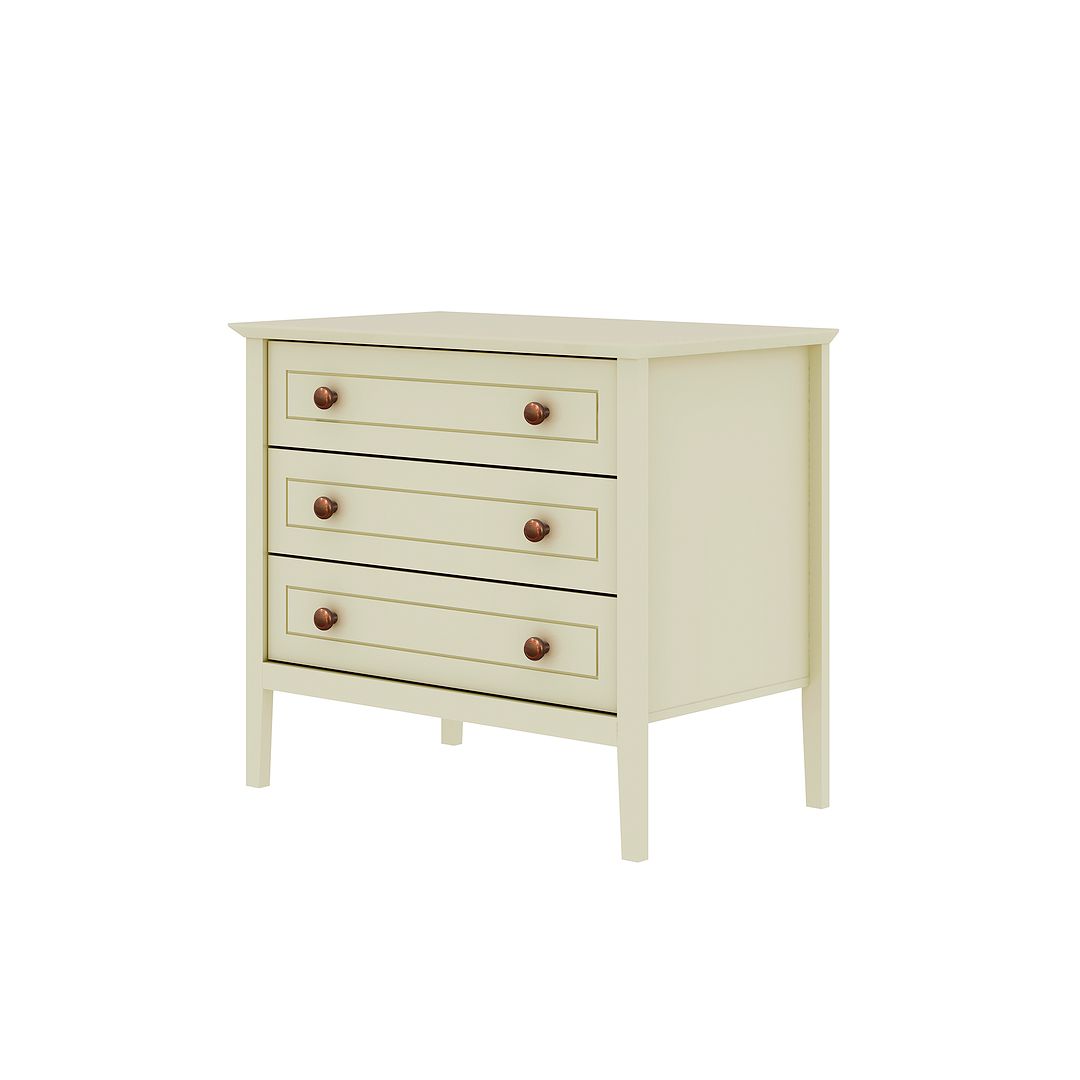 Manhattan Comfort Crown 31" Dresser In Glossy Off White With 3 Drawers