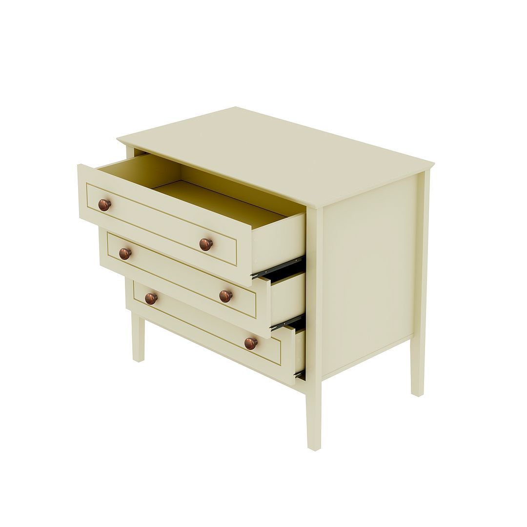 Manhattan Comfort Crown 31" Dresser In Glossy Off White With 3 Drawers