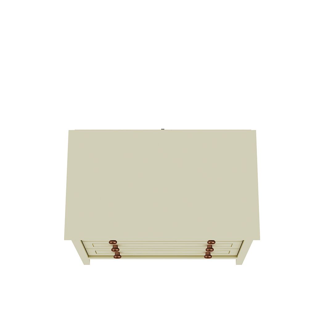 Manhattan Comfort Crown 31" Dresser In Glossy Off White With 3 Drawers
