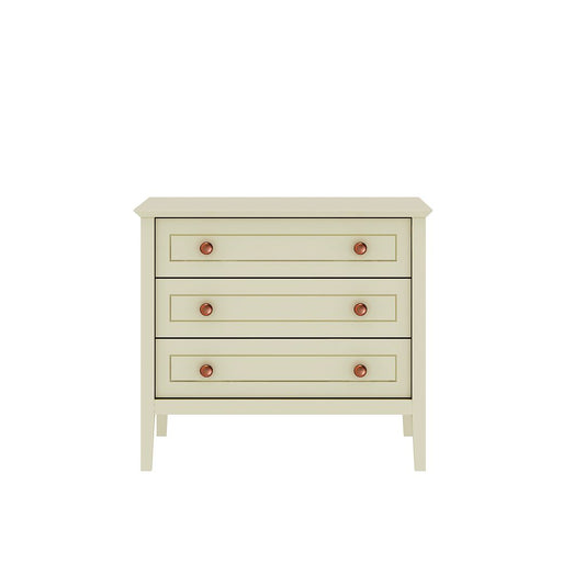 Manhattan Comfort Crown 31" Dresser In Glossy Off White With 3 Drawers
