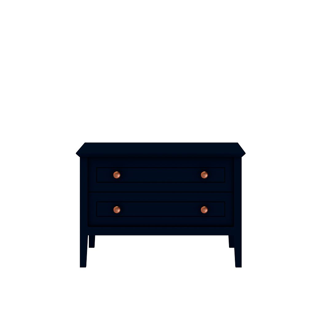 Manhattan Comfort Crown 31" Dresser In Glossy Tatiana Midnight Blue With 2 Drawers