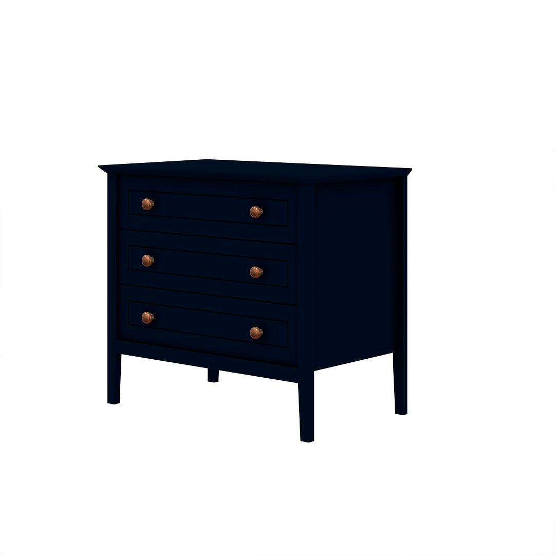 Manhattan Comfort Crown 31" Dresser In Glossy Tatiana Midnight Blue With 3 Drawers