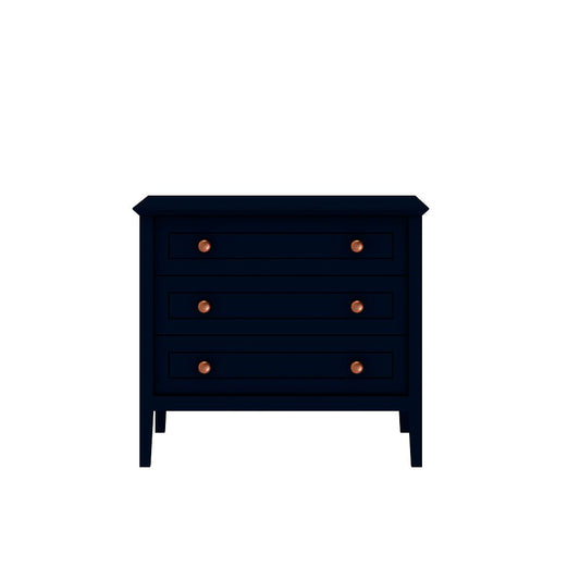 Manhattan Comfort Crown 31" Dresser In Glossy Tatiana Midnight Blue With 3 Drawers