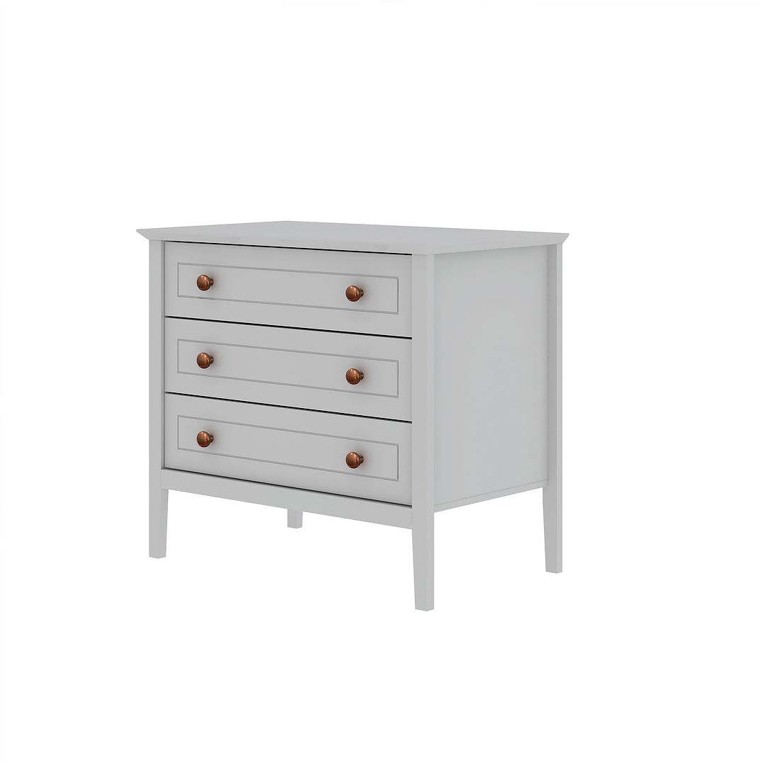 Manhattan Comfort Crown 31" Dresser In Glossy White With 3 Drawers