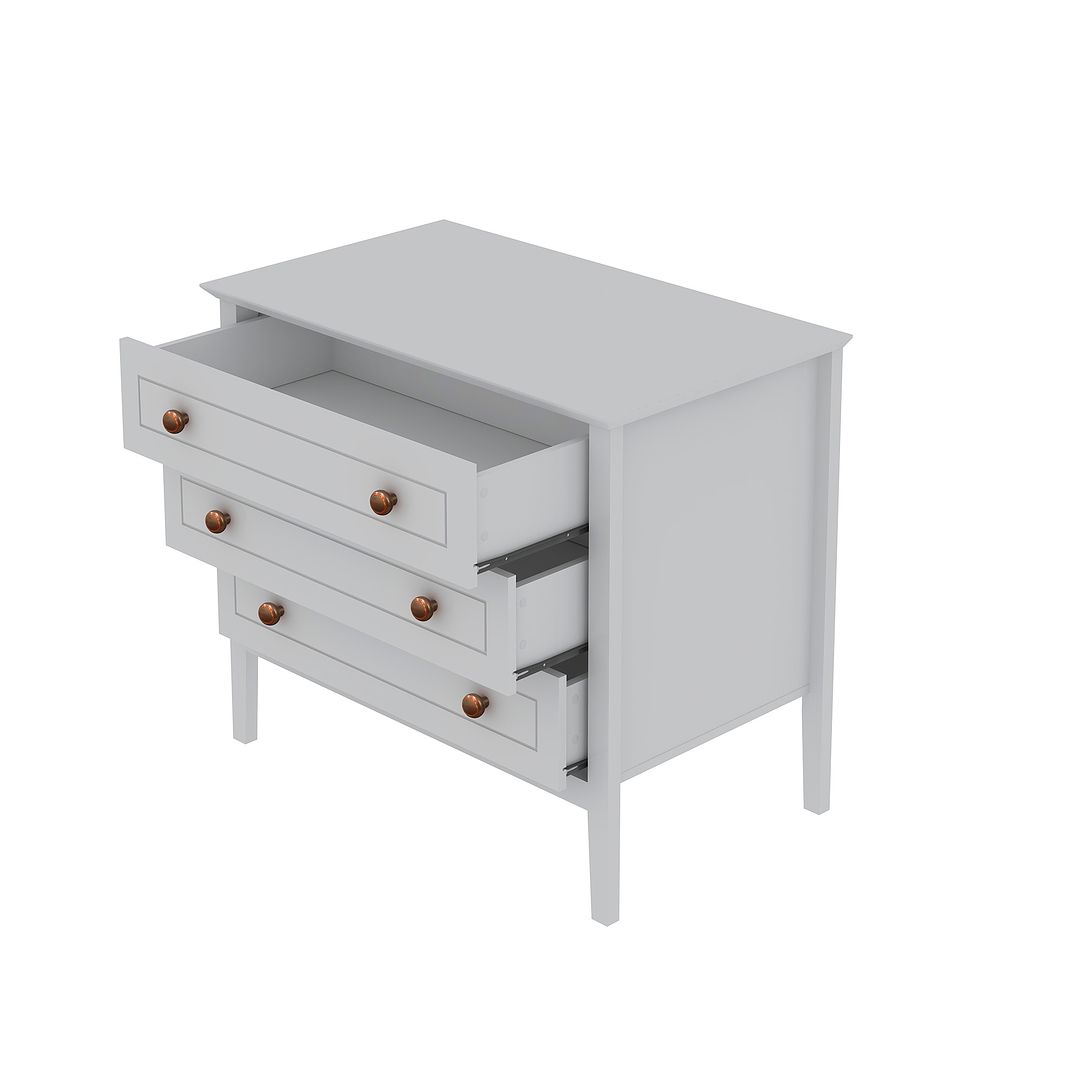 Manhattan Comfort Crown 31" Dresser In Glossy White With 3 Drawers