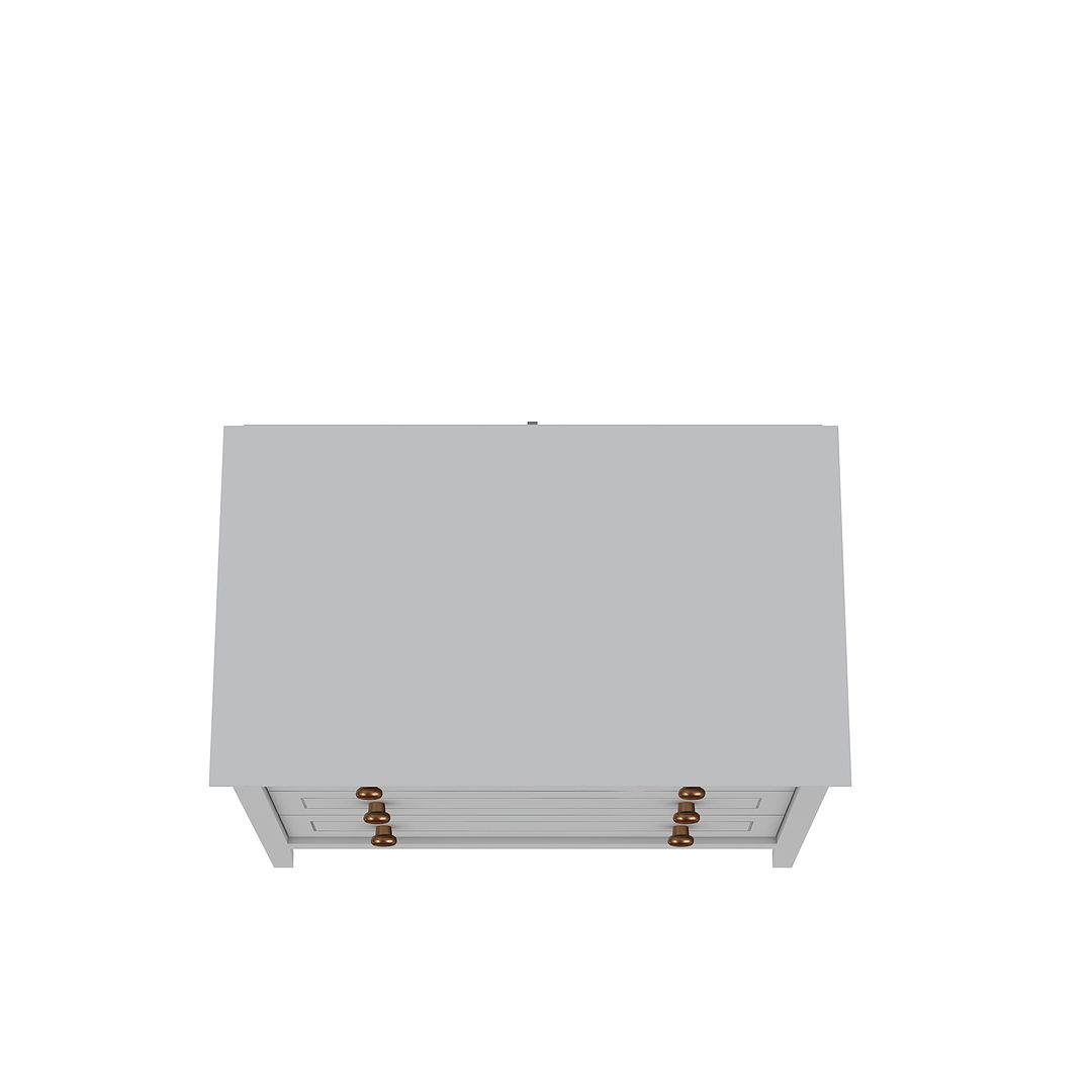 Manhattan Comfort Crown 31" Dresser In Glossy White With 3 Drawers