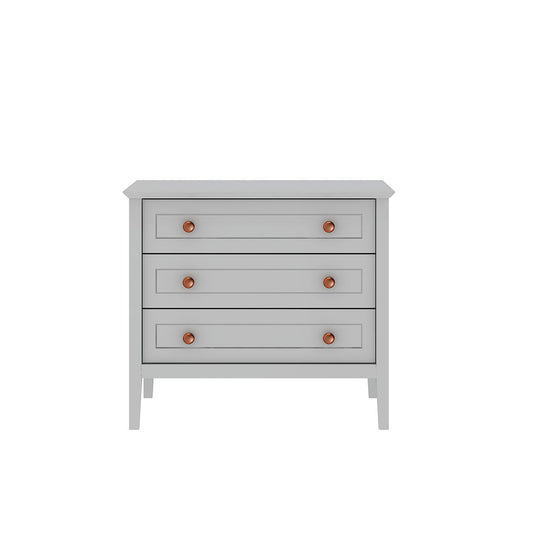 Manhattan Comfort Crown 31" Dresser In Glossy White With 3 Drawers