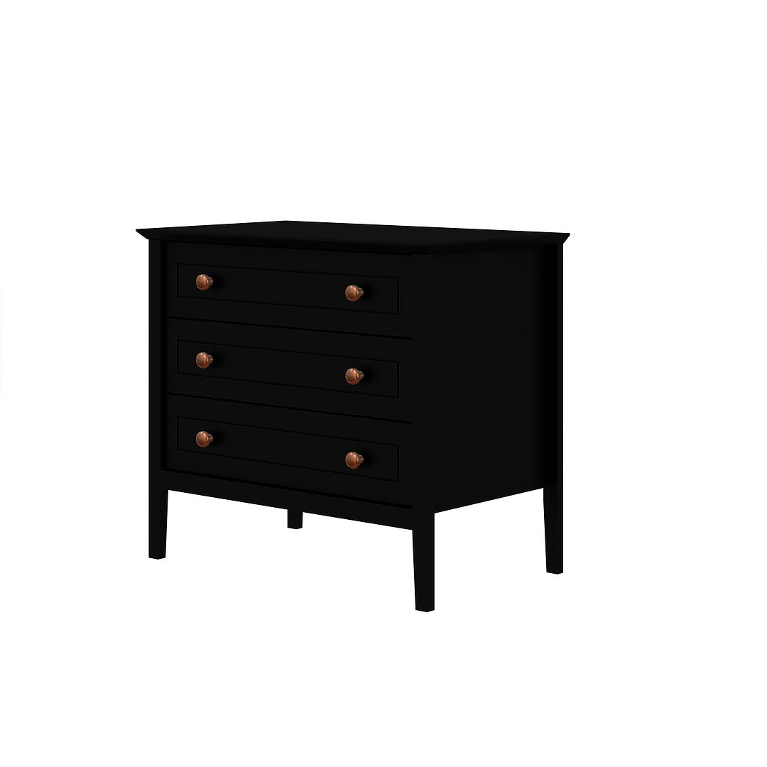 Manhattan Comfort Crown 31" Dresser In Matte Black With 3 Drawers
