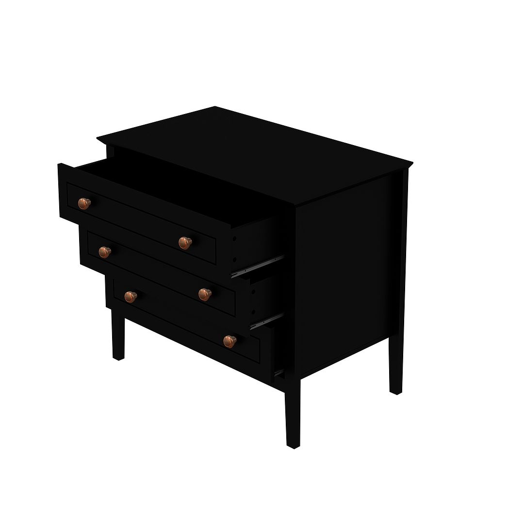 Manhattan Comfort Crown 31" Dresser In Matte Black With 3 Drawers