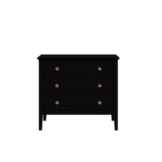 Manhattan Comfort Crown 31" Dresser In Matte Black With 3 Drawers