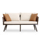 Manhattan Comfort Crown 4-Piece Metal Patio Conversation Set With Brown & White Cushions