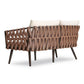 Manhattan Comfort Crown 4-Piece Metal Patio Conversation Set With Brown & White Cushions