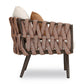 Manhattan Comfort Crown 4-Piece Metal Patio Conversation Set With Brown & White Cushions