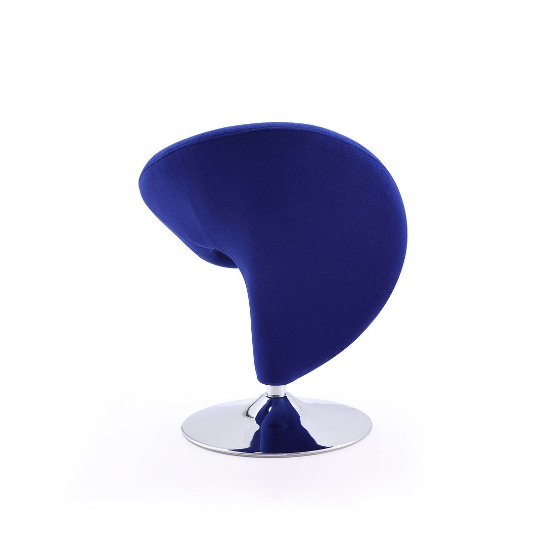Manhattan Comfort Curl Blue & Polished Chrome Wool Blend Swivel Accent Chair