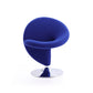 Manhattan Comfort Curl Blue & Polished Chrome Wool Blend Swivel Accent Chair