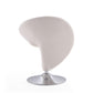 Manhattan Comfort Curl Cream & Polished Chrome Wool Blend Swivel Accent Chair