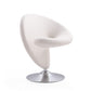 Manhattan Comfort Curl Cream & Polished Chrome Wool Blend Swivel Accent Chair