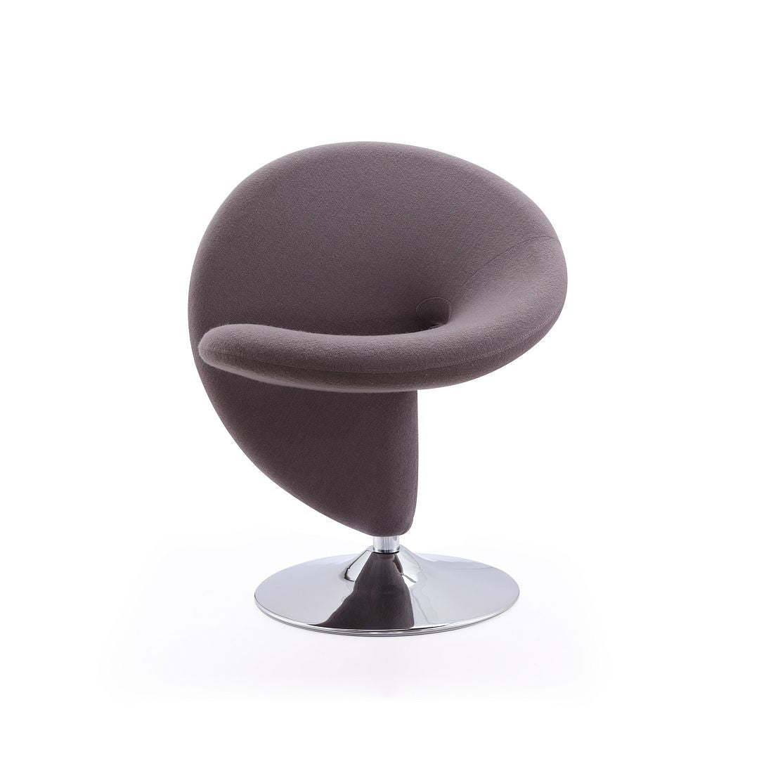 Manhattan Comfort Curl Gray & Polished Chrome Wool Blend Swivel Accent Chair