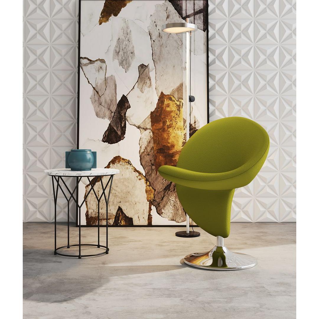 Manhattan Comfort Curl Green & Polished Chrome Wool Blend Swivel Accent Chair
