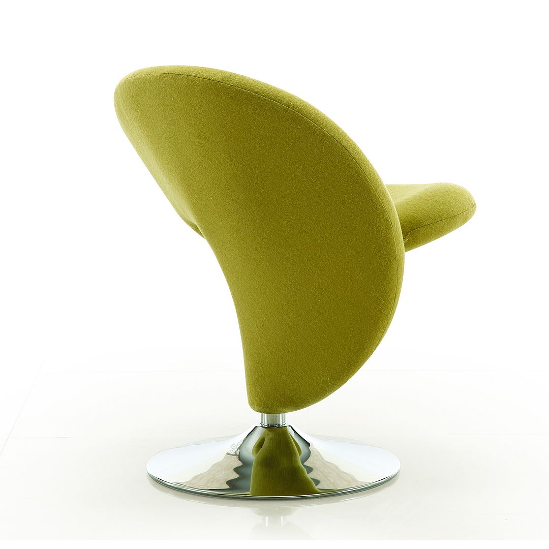 Manhattan Comfort Curl Green & Polished Chrome Wool Blend Swivel Accent Chair