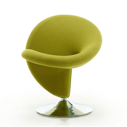 Manhattan Comfort Curl Green & Polished Chrome Wool Blend Swivel Accent Chair