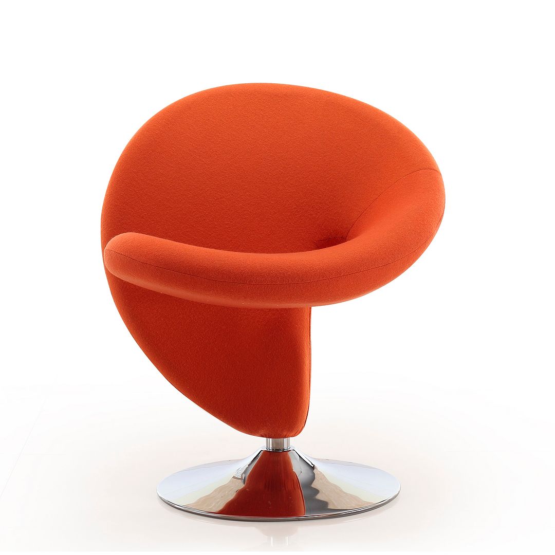 Manhattan Comfort Curl Orange & Polished Chrome Wool Blend Swivel Accent Chair