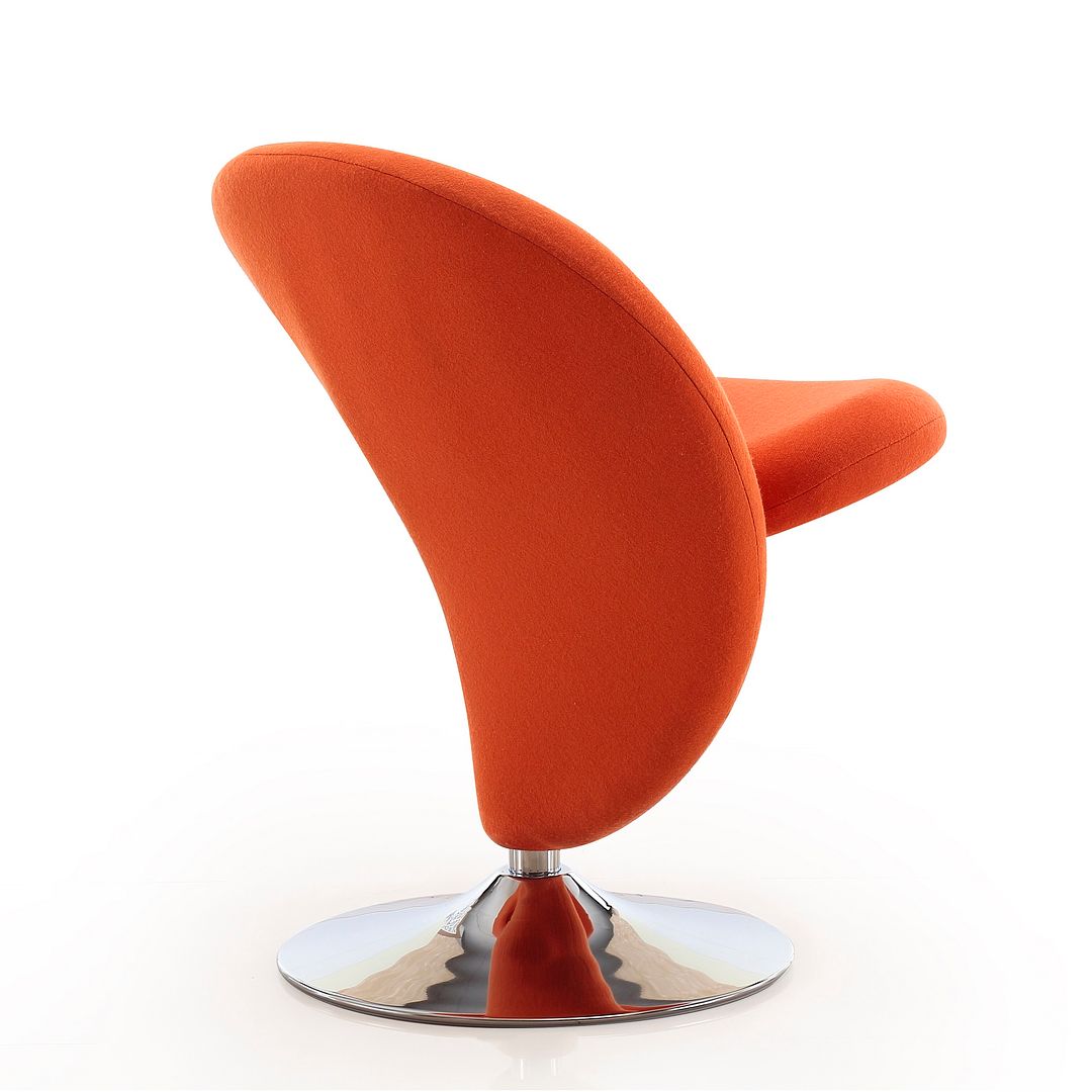Manhattan Comfort Curl Orange & Polished Chrome Wool Blend Swivel Accent Chair
