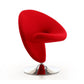 Manhattan Comfort Curl Red & Polished Chrome Wool Blend Swivel Accent Chair