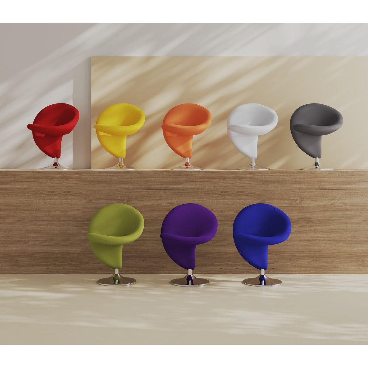 Manhattan Comfort Curl Swivel 8-Piece Accent Chairs In Multi Colors Of Green, Orange, Yellow, White, Gray, Blue, Red, & Purple