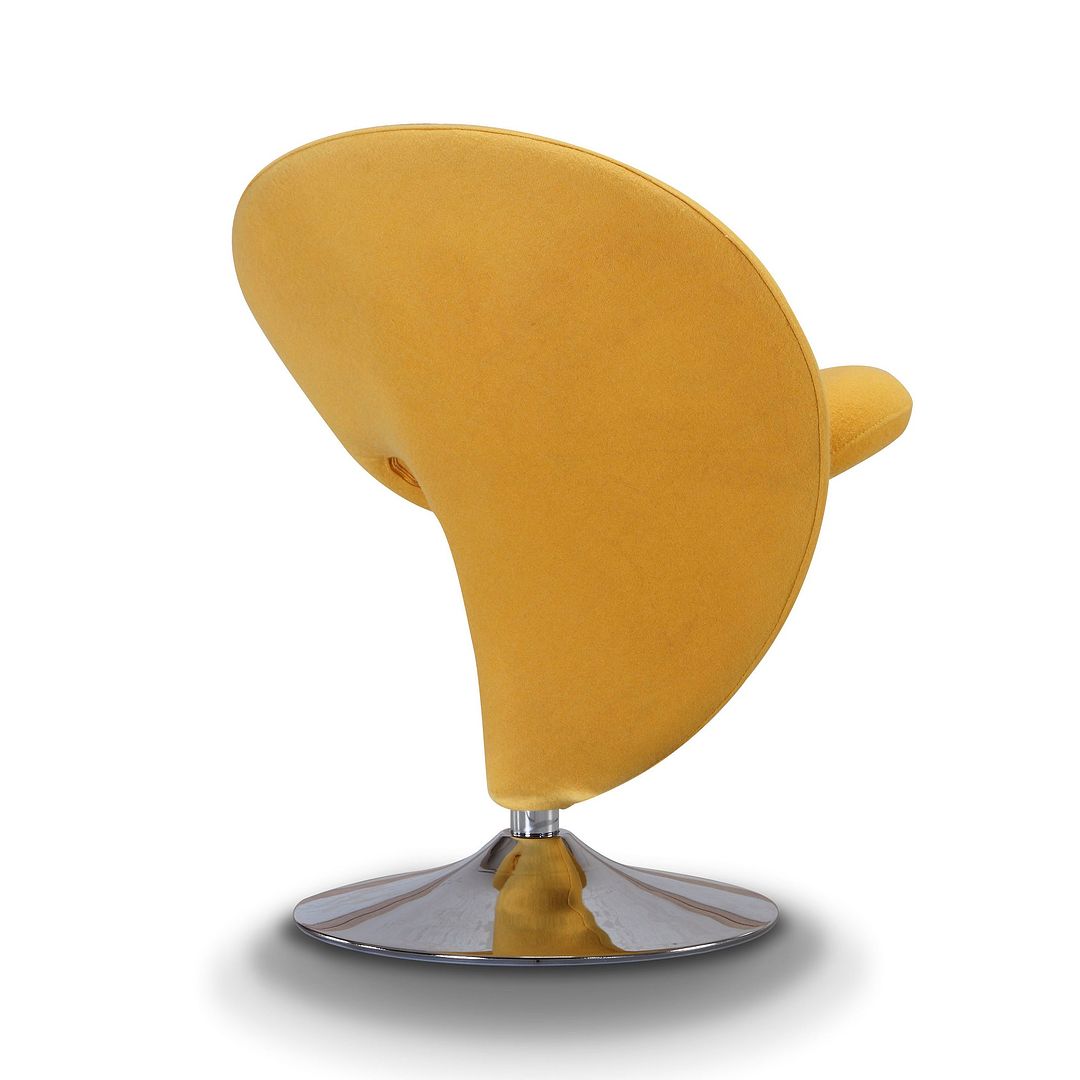 Manhattan Comfort Curl Yellow & Polished Chrome Wool Blend Swivel Accent Chair