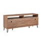 Manhattan Comfort DUMBO 63" Golden Brown Mid-Century Modern TV Stand With 6 Shelves & 2 Drawers