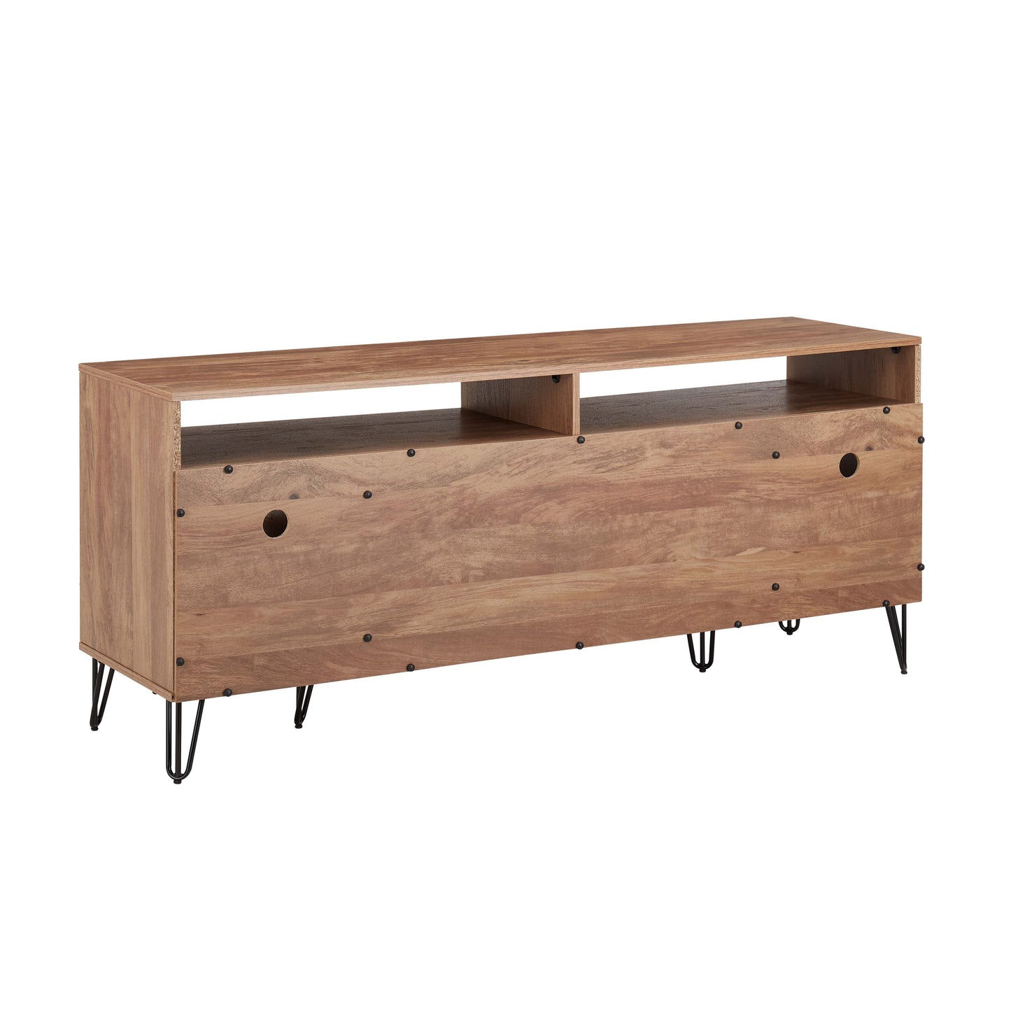 Manhattan Comfort DUMBO 63" Golden Brown Mid-Century Modern TV Stand With 6 Shelves & 2 Drawers