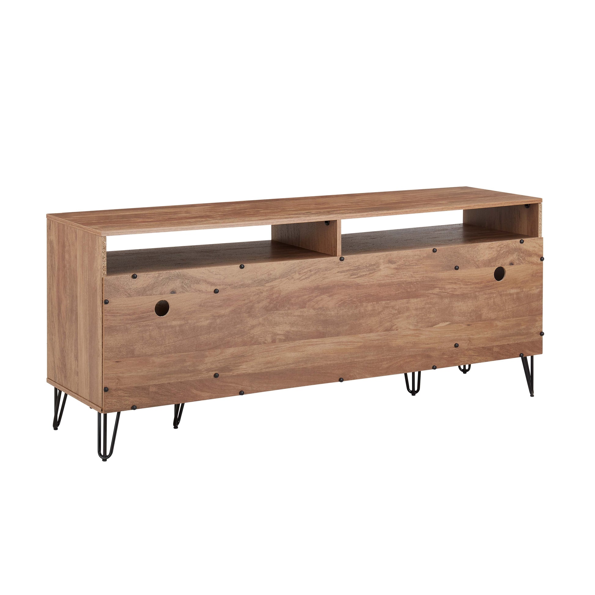 Manhattan Comfort DUMBO 63" Golden Brown Mid-Century Modern TV Stand With 6 Shelves & 2 Drawers