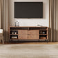 Manhattan Comfort DUMBO 63" Golden Brown Mid-Century Modern TV Stand With 6 Shelves & 2 Drawers